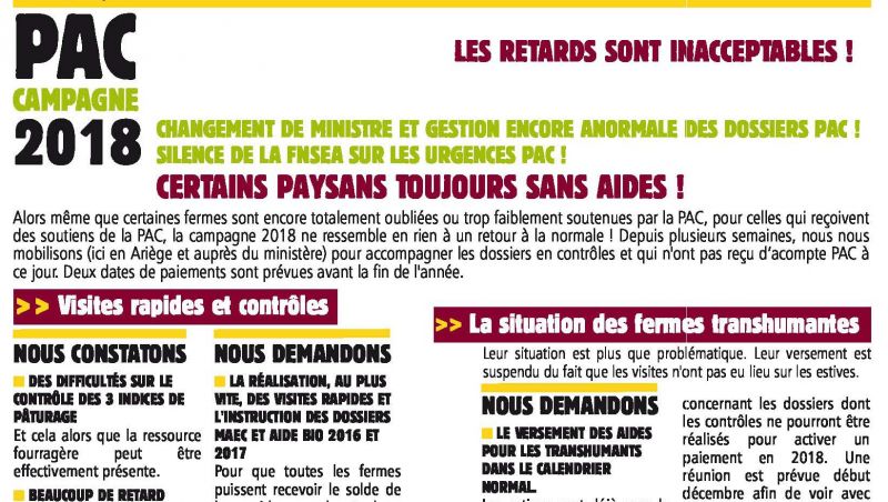 Syndicat agricole d'ariège, pour une agriculture paysanne moderne
